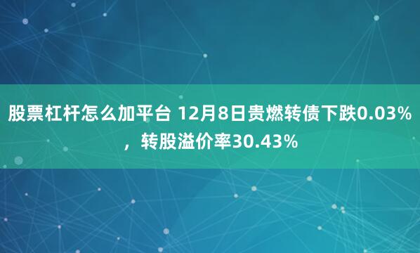 股票杠杆怎么加平台 12月8日贵燃转债下跌0.03%，转股溢价率30.43%