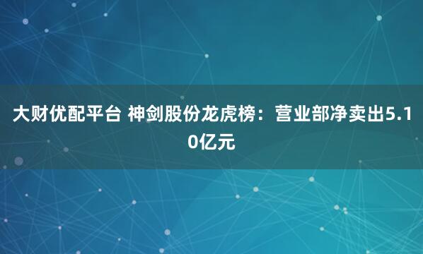 大财优配平台 神剑股份龙虎榜：营业部净卖出5.10亿元